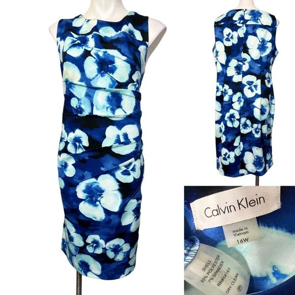 Calvin Klein Dresses & Skirts - Calvin Klein Floral Printed Scuba Sheath Dress plus size Woman 16w